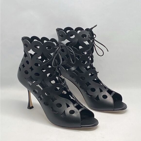 Manolo Blahnik Taralo 90MM Leather Booties size 41 - Picture 4 of 14